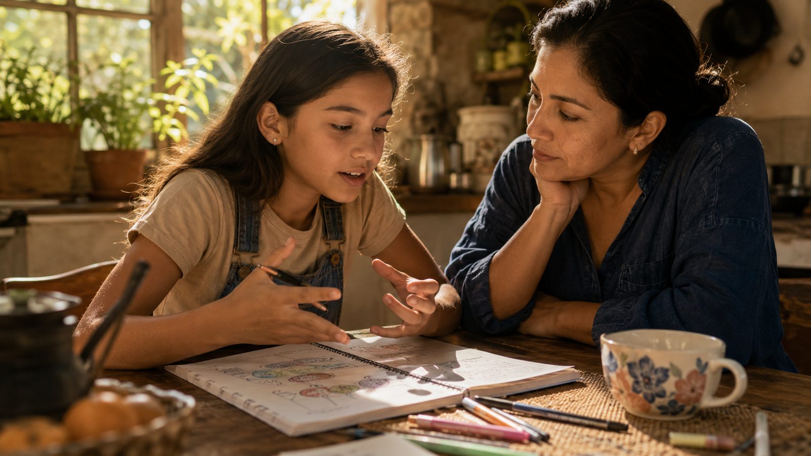 Dos niñas trabajando juntas en un proyecto
