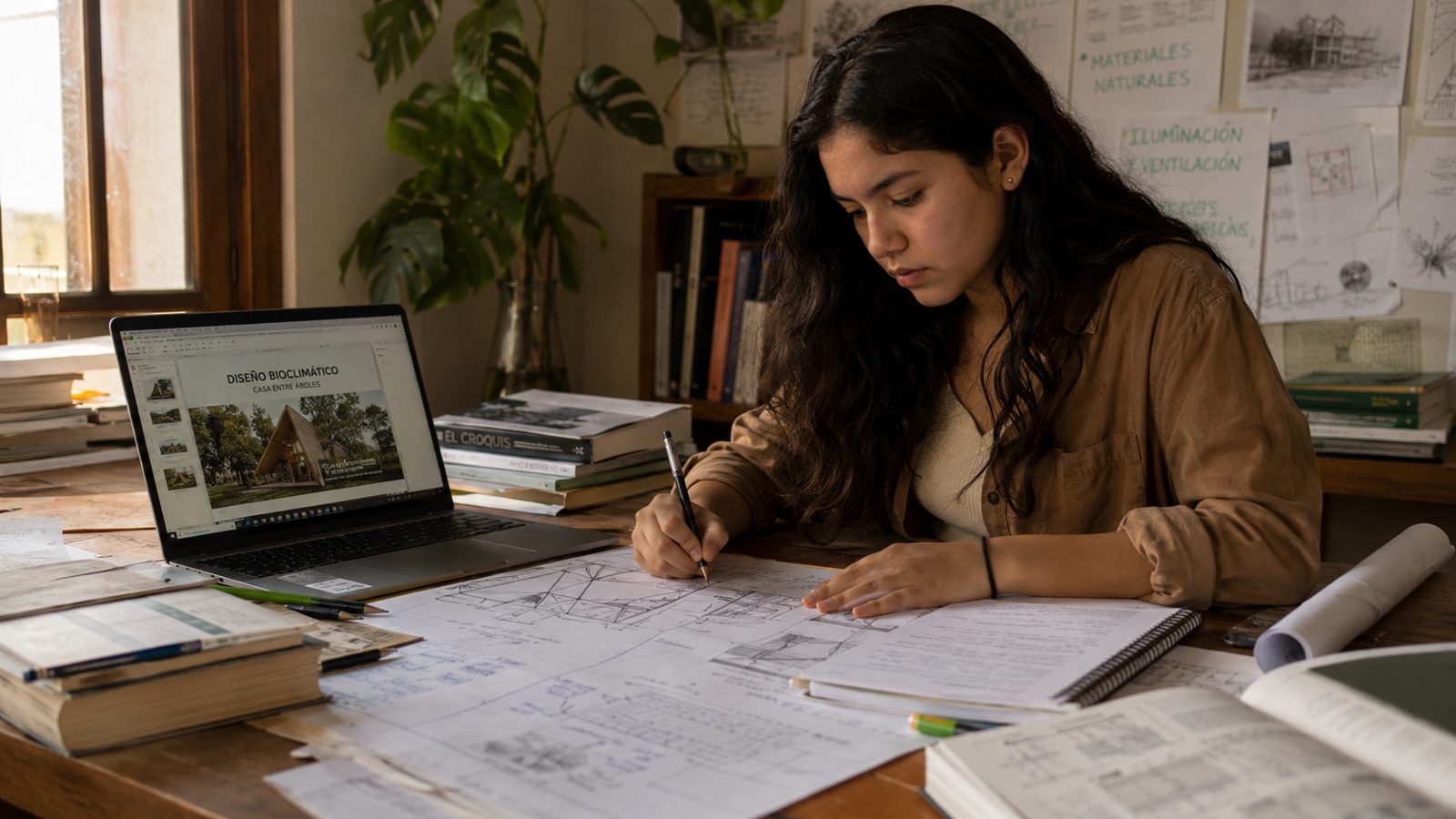Joven trabajando en un proyecto con propósito