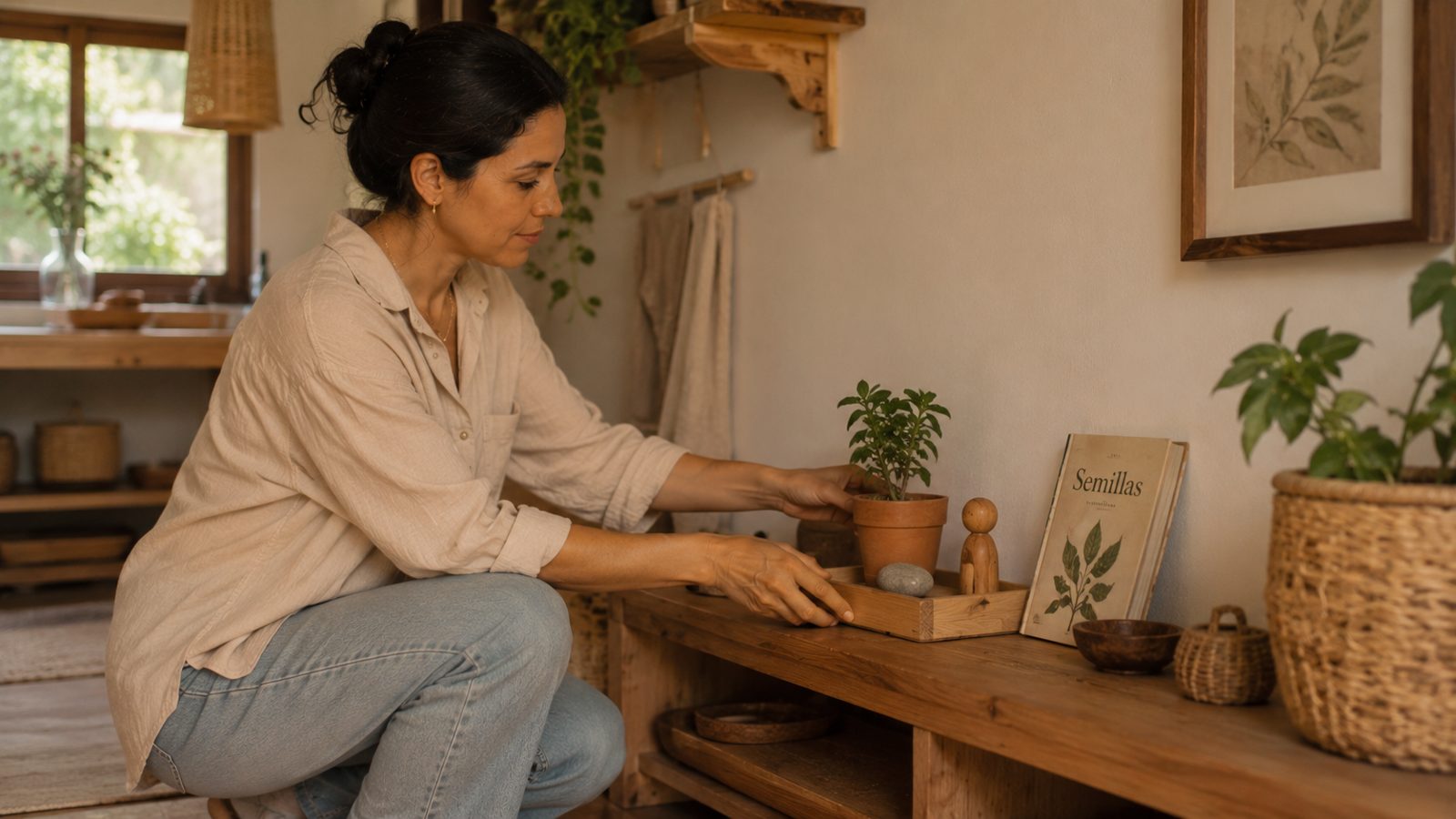 Una mamá preparando el entorno de aprendizaje en casa